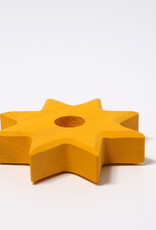 Grimm's Toys Wooden Lifelight Star Candle Holder with Brass Insert - Yellow