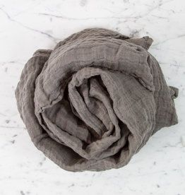 Washed French Linen Gauze Scarf - Deep Grey