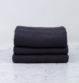 Compact Thermal French Linen + Cotton Waffle Bath Towel - 24 x 40" - Anthracite Grey