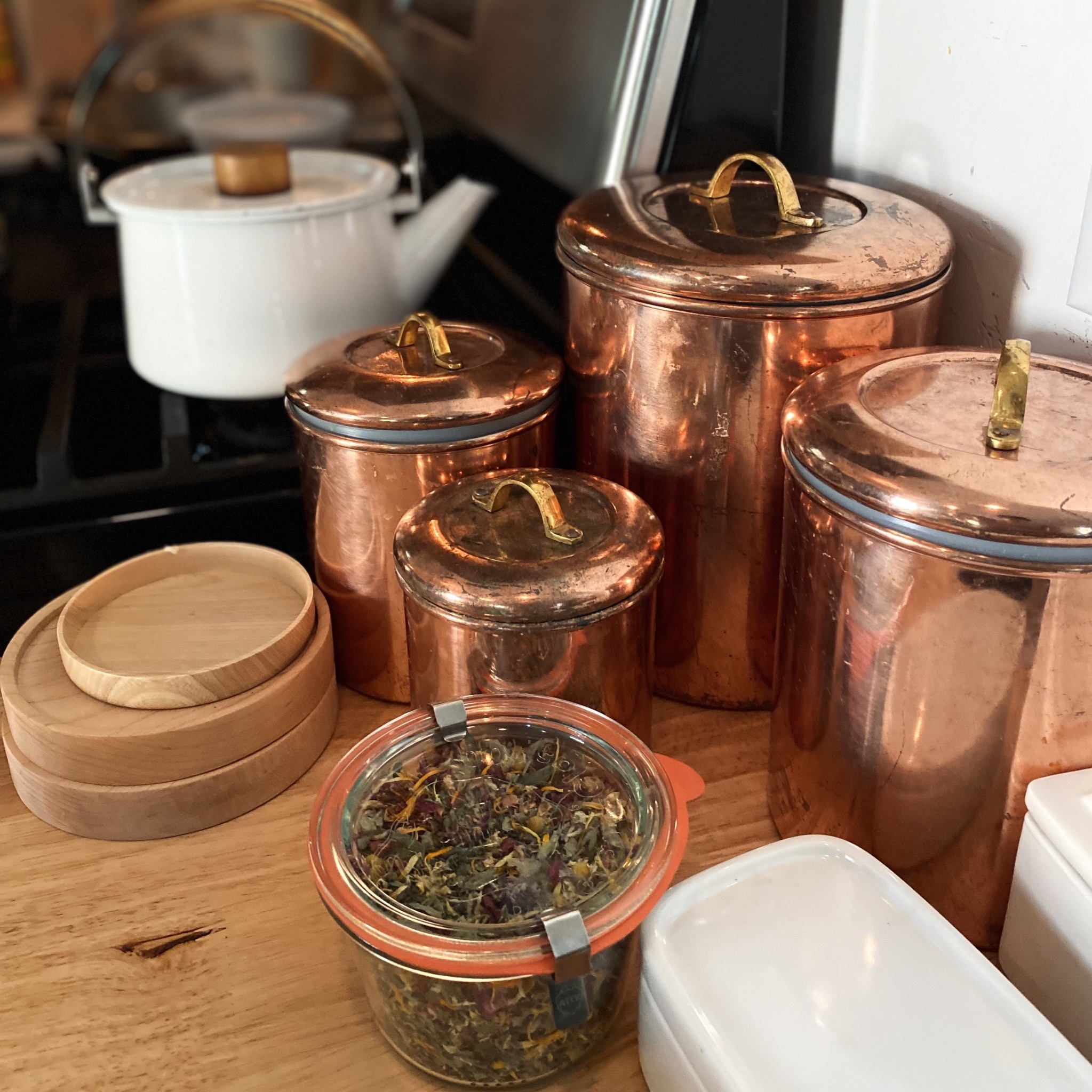 Copper Canister Brass Handle 1qt Extra Small - 4.75"