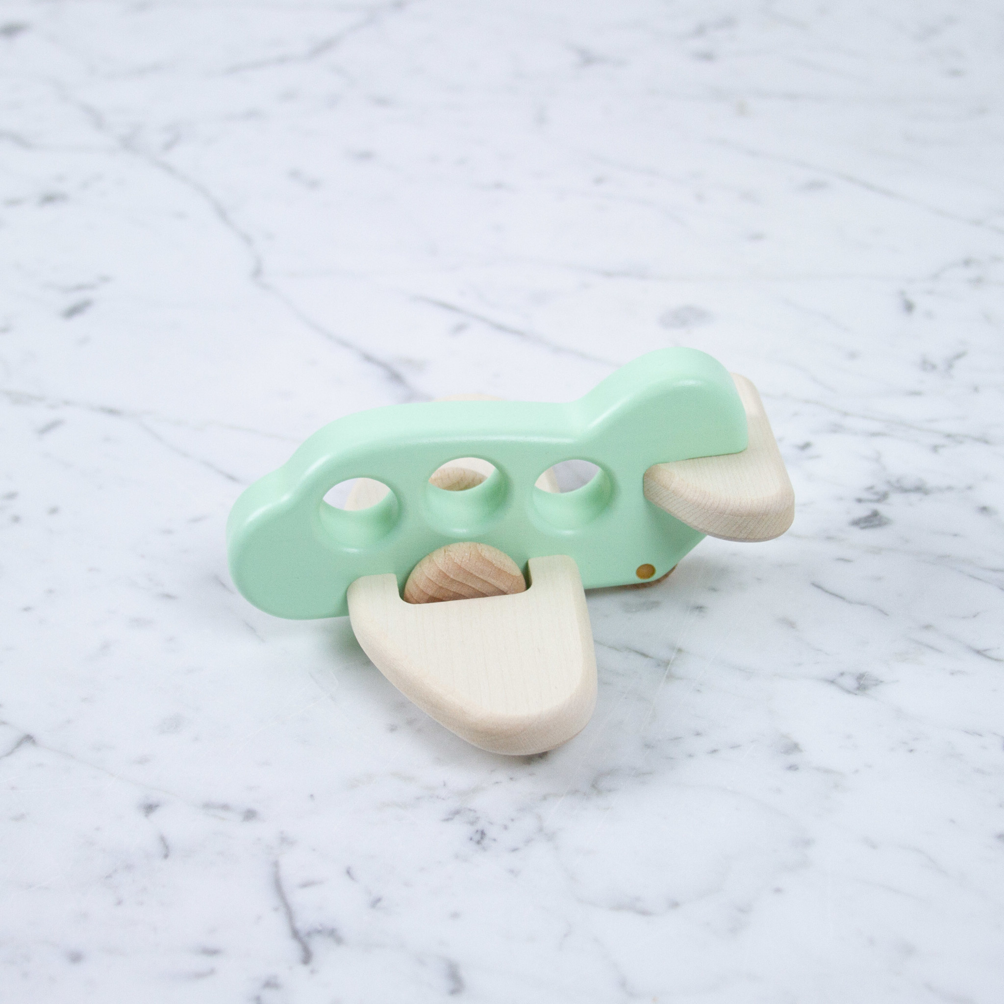Bajo Toys Wooden Rolling Airplane - Mint Green