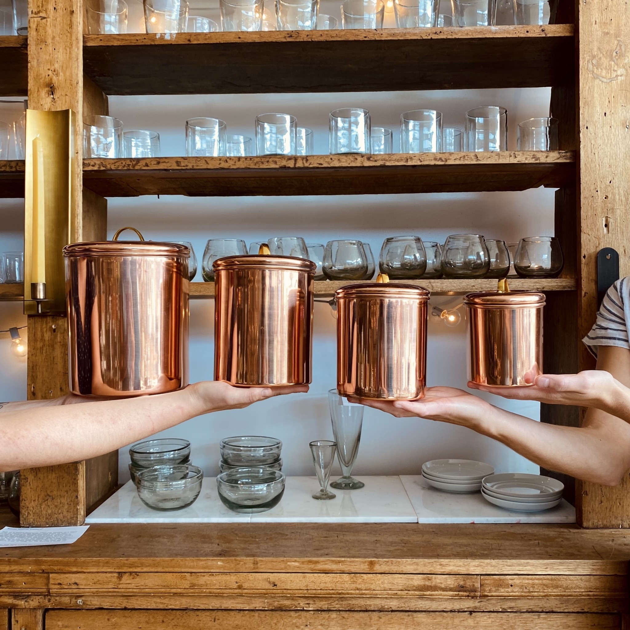 Copper Canister Brass Handle 1qt Extra Small - 4.75"
