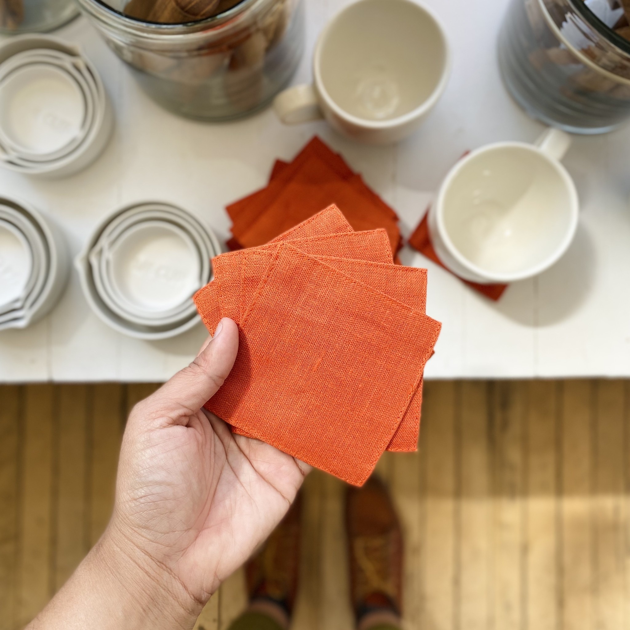 Lithuanian Linen Coaster - Orange