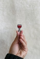 Hand Embroidered Macon & Lesquoy Pin - Glass of Red Wine