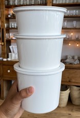 Japanese White Enamel Container - Medium - 4.75 x 3.5"