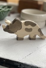 Holztiger Grey + White Spotted Triceratops Dinosaur