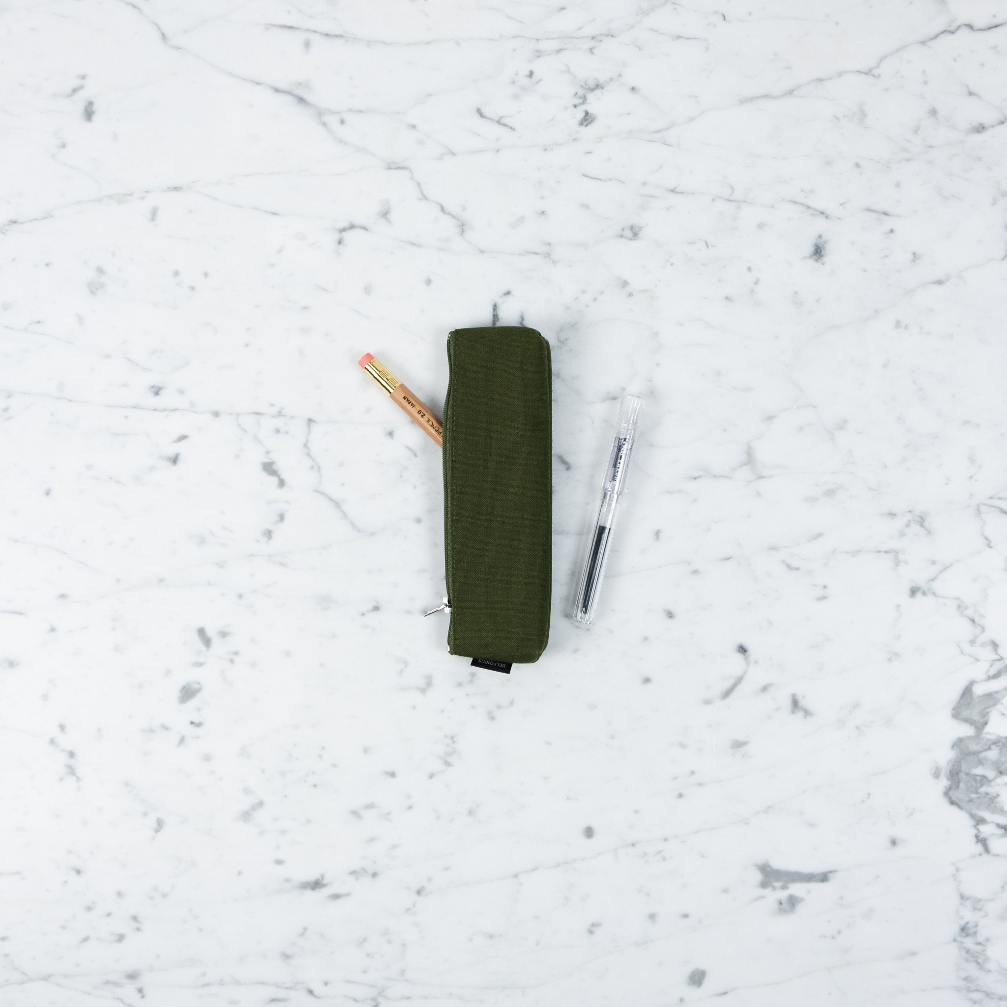 Delfonics Canvas Zipper Round Pouch - Olive