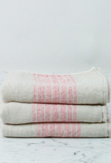 Japanese Flax Line Towels - Pink + Beige