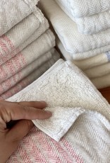 Japanese Flax Line Towels - Pink + Beige