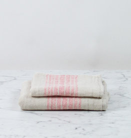 Japanese Flax Line Towels - Pink + Beige