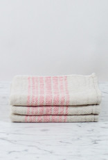 Japanese Flax Line Towels - Pink + Beige