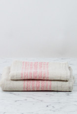 Japanese Flax Line Towels - Pink + Beige