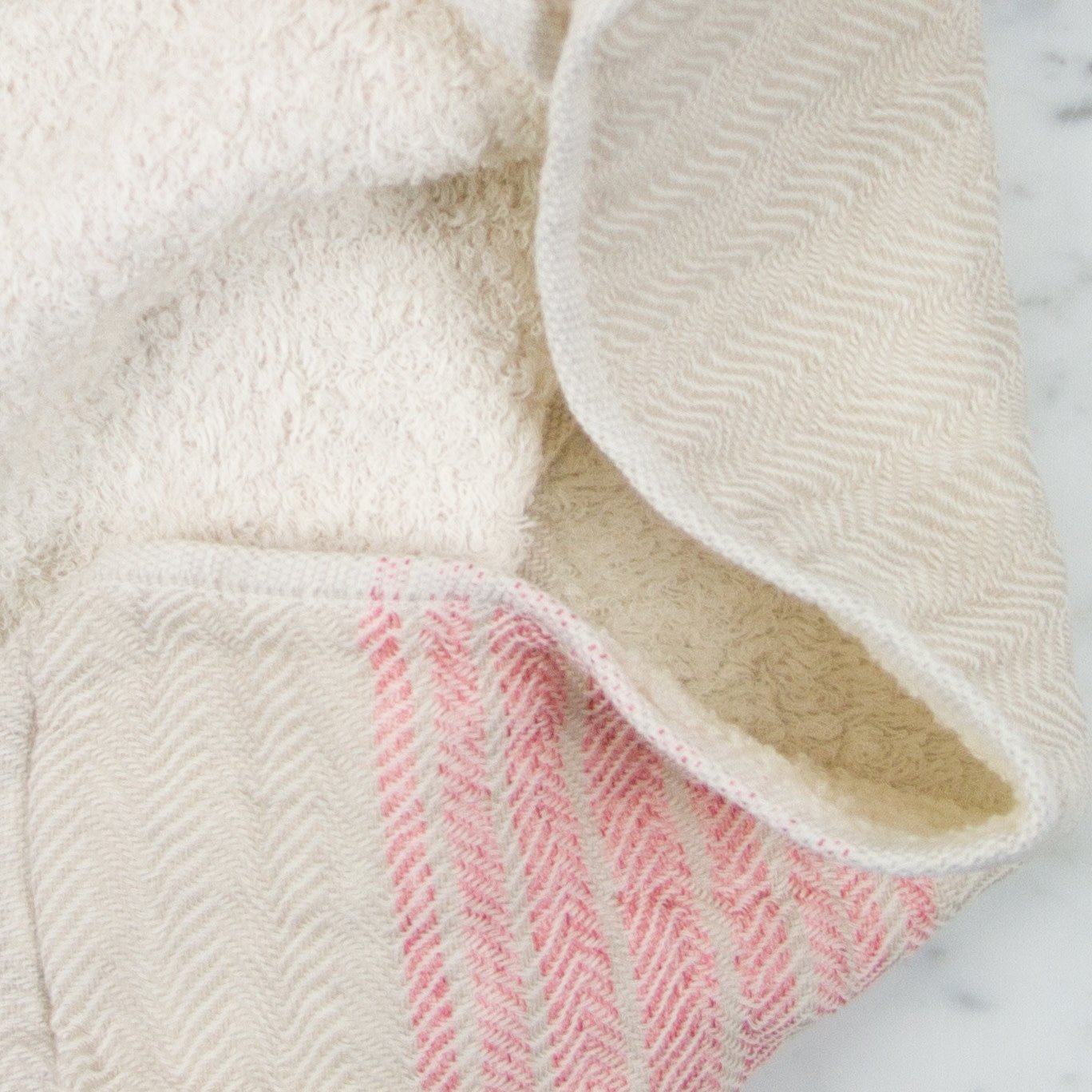 Japanese Flax Line Towels - Pink + Beige