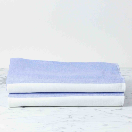 Japanese Two Tone Chambray Towels - Blue + White