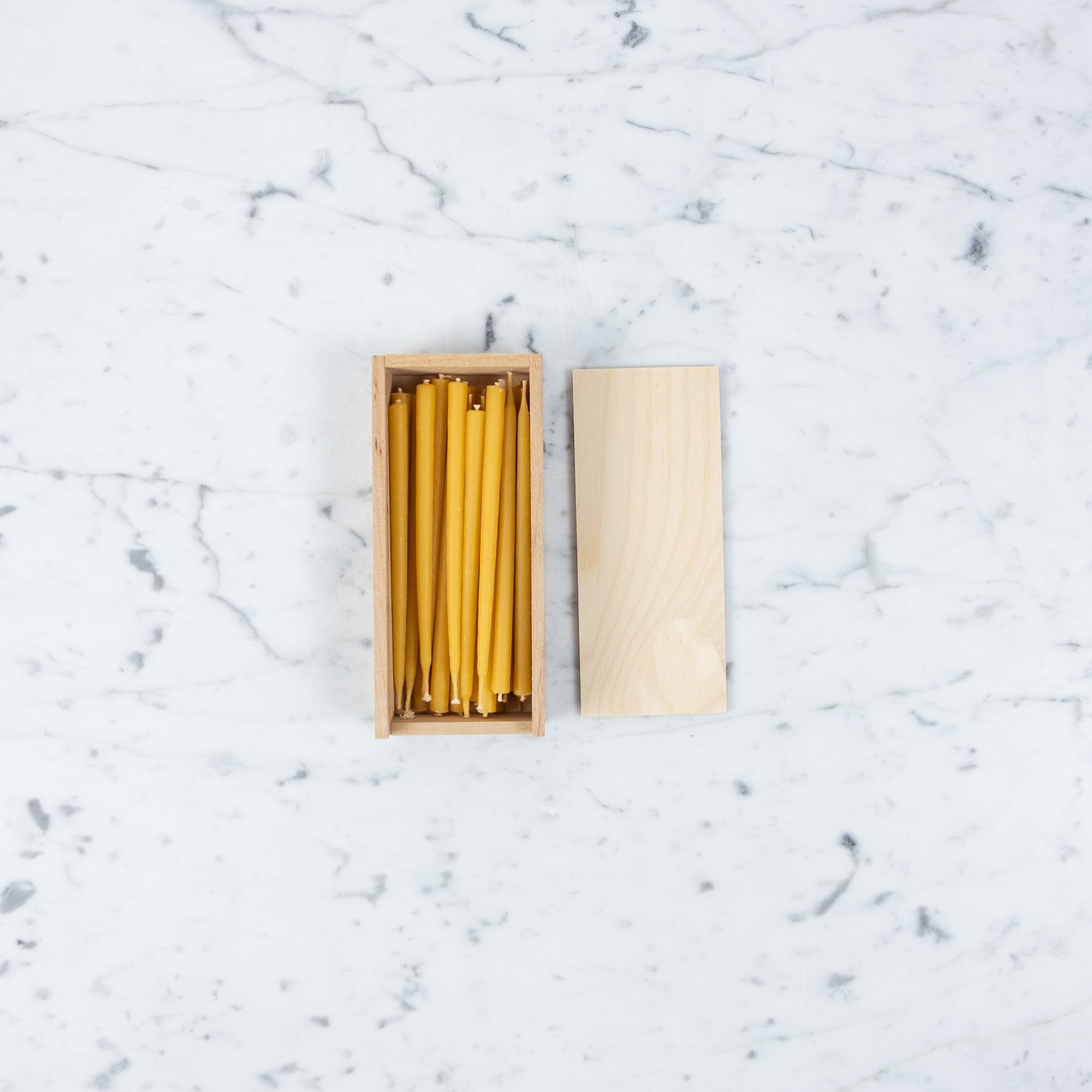 25 Beeswax Birthday Candles in a Wooden Box