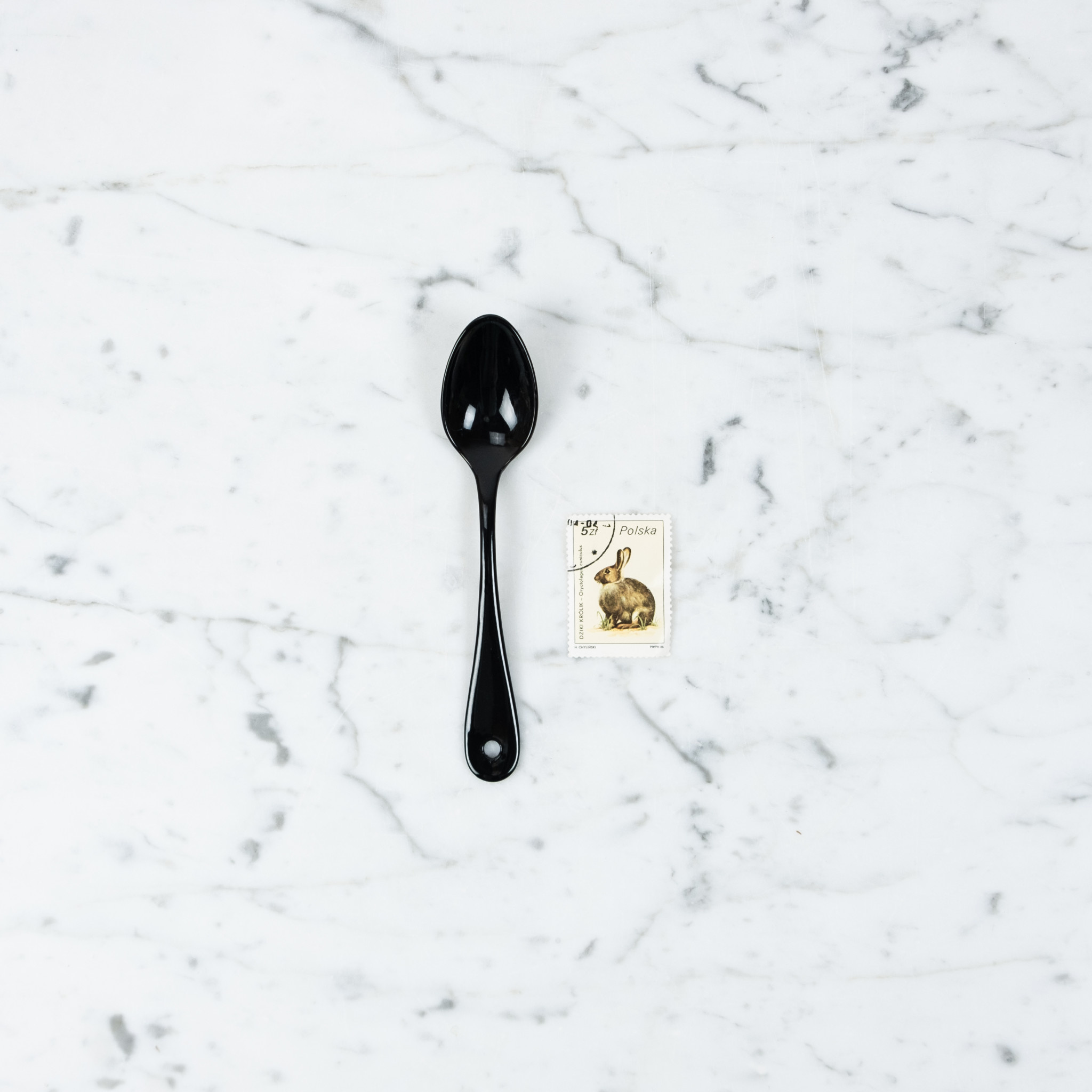 Black Enamel Tea Spoon 5.5"