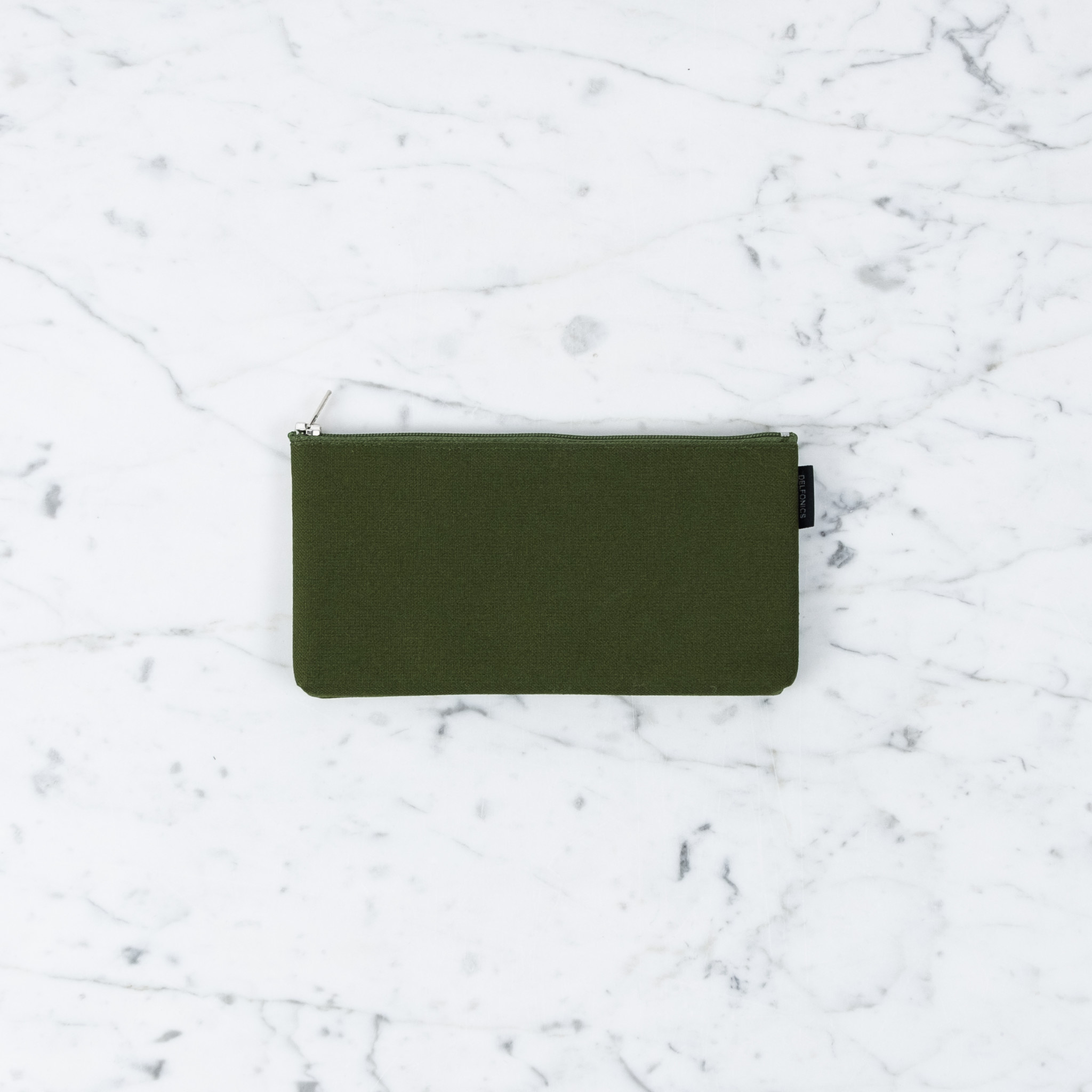Delfonics Canvas Zipper Slim Pouch  - Olive