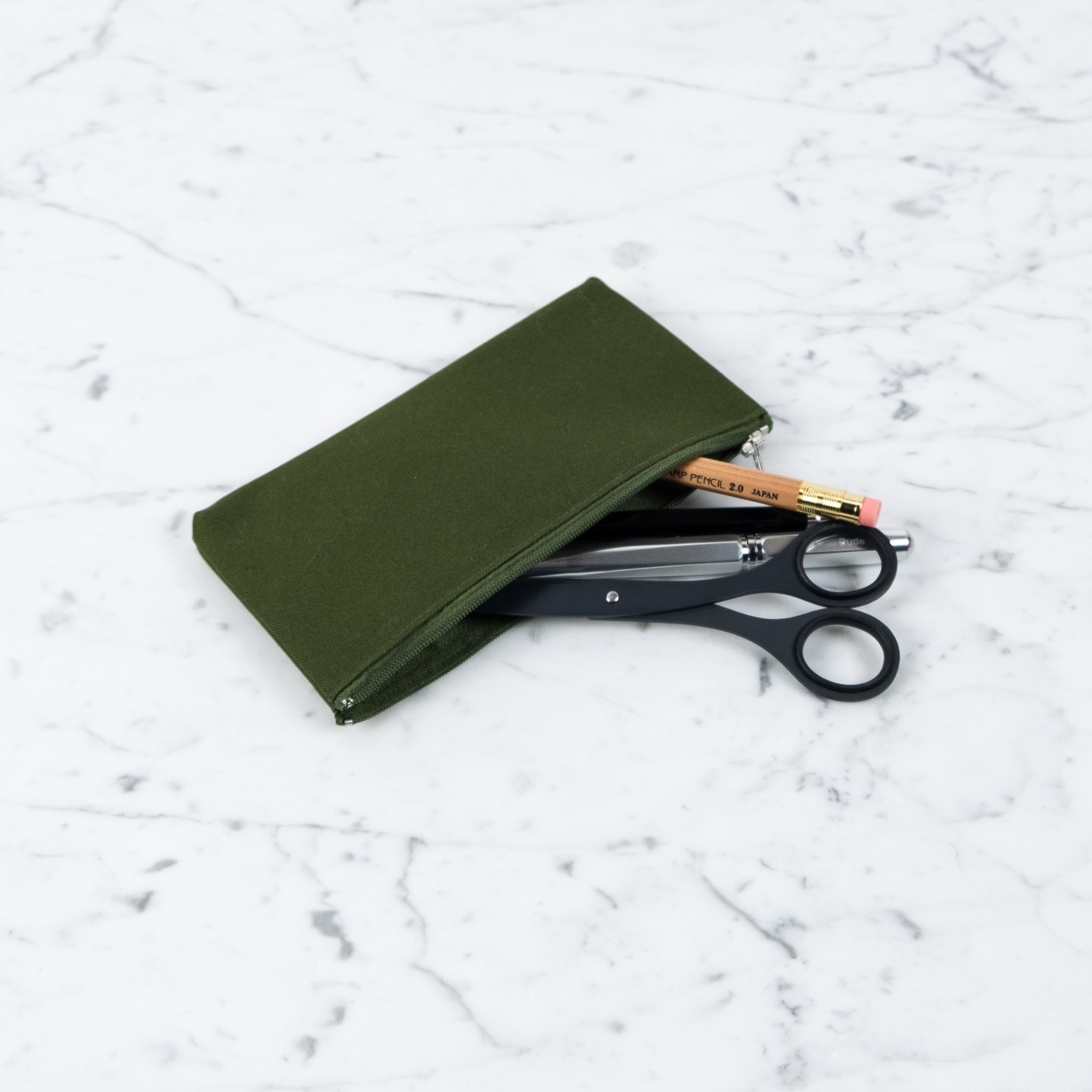 Delfonics Canvas Zipper Slim Pouch  - Olive