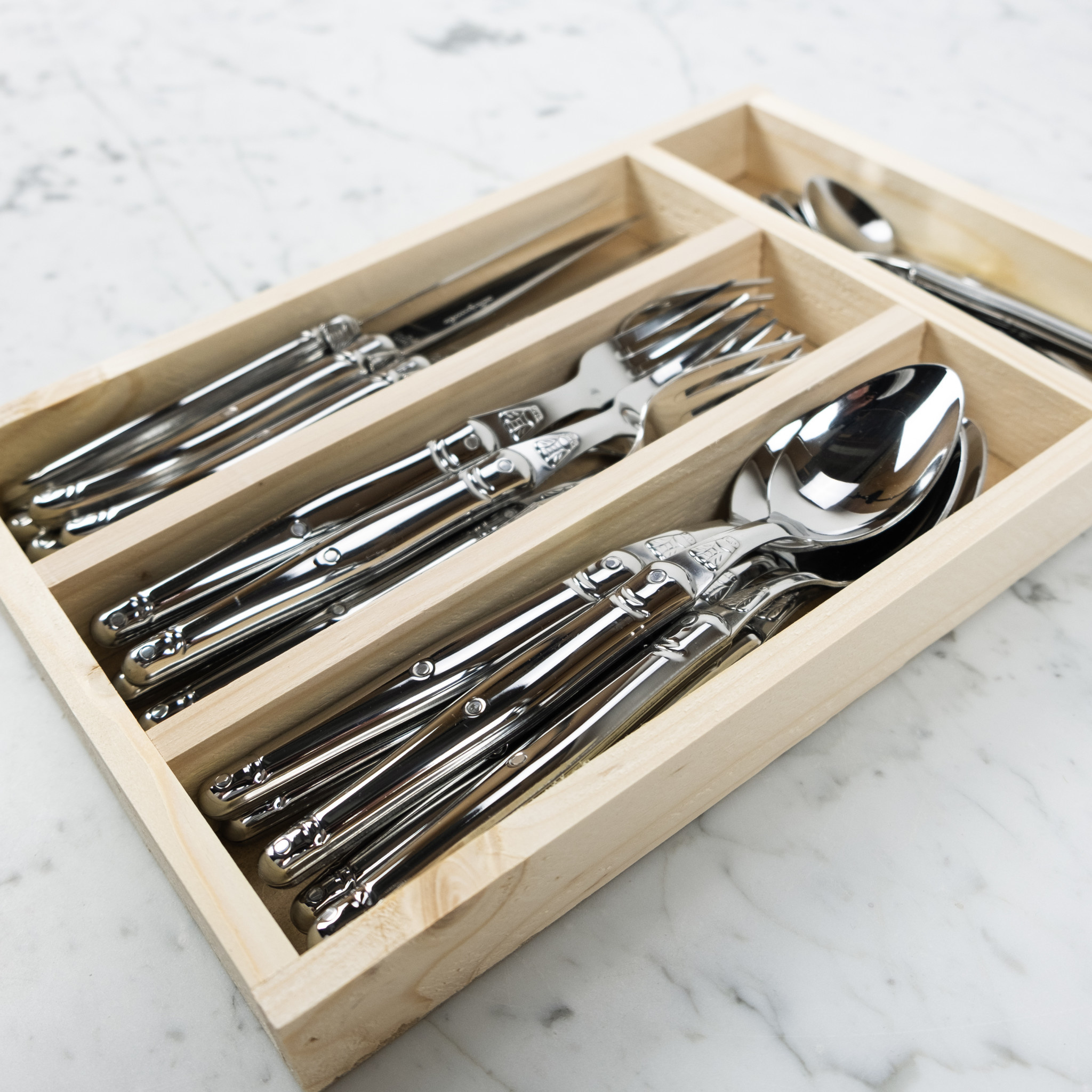 Jean Dubost 24 Piece Everyday Flatware Set- Stainless Steel Handles