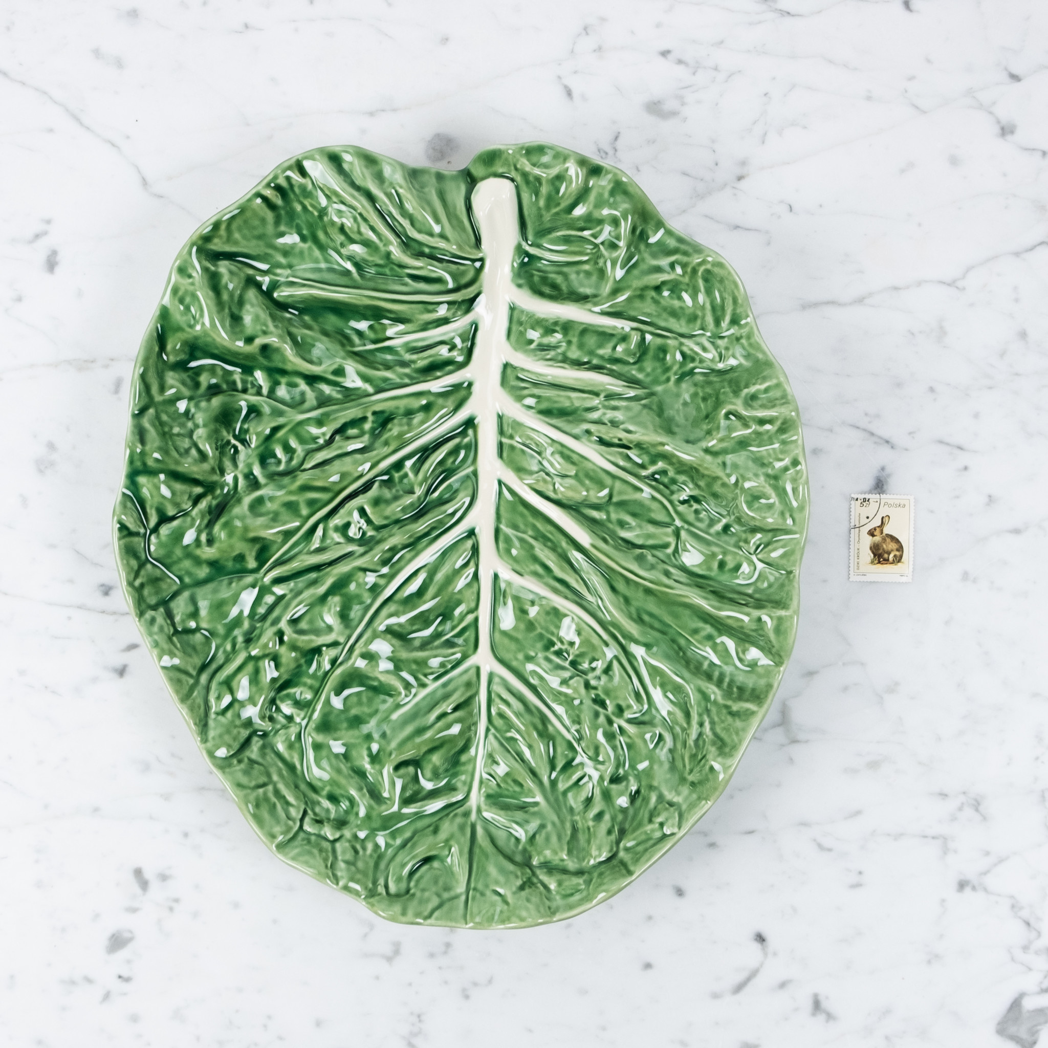 Bordallo Pinheiro Bordallo Pinheiro Cabbage Leaf Serving Platter - Green - 14"