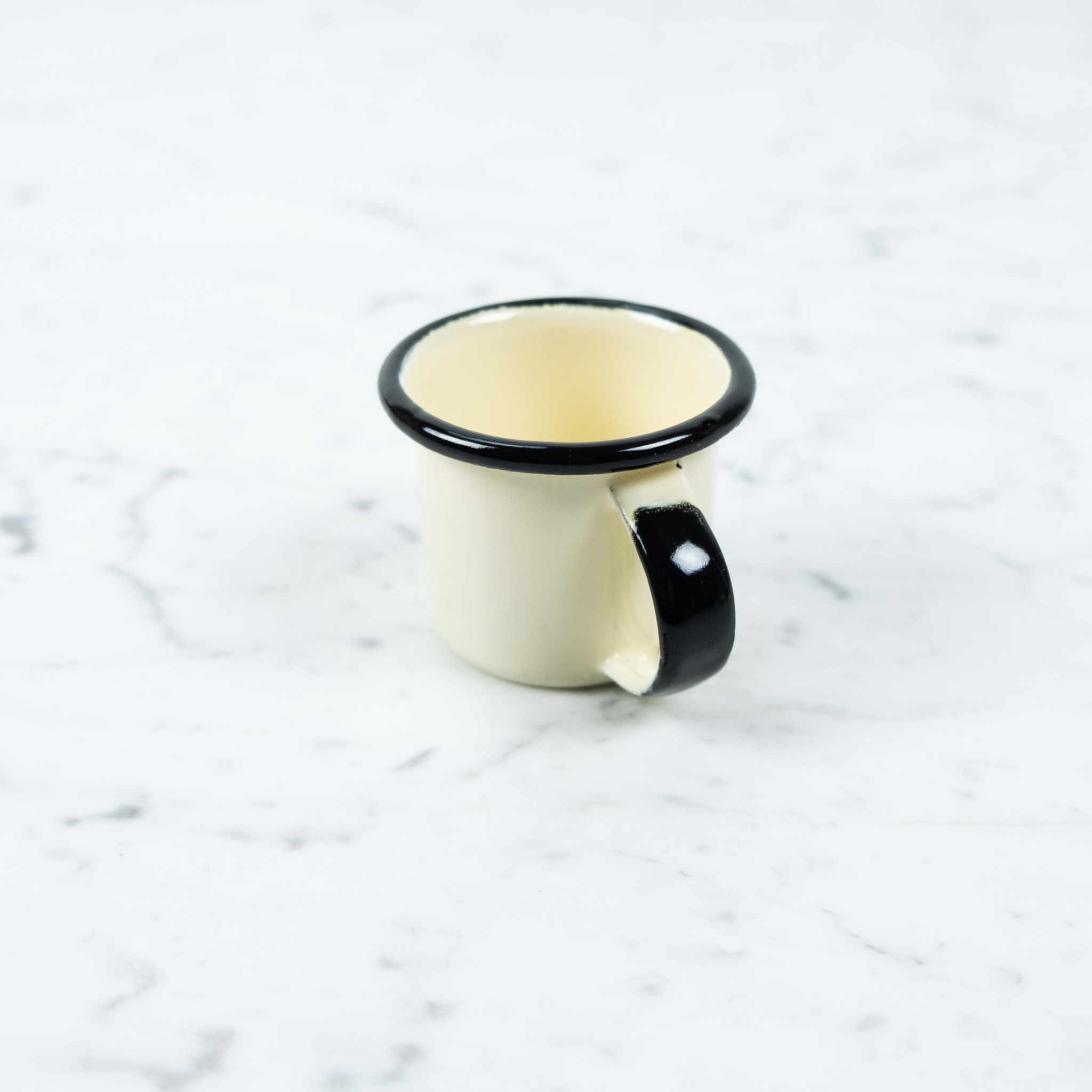 Mini Enamel Mug - Cream + Black