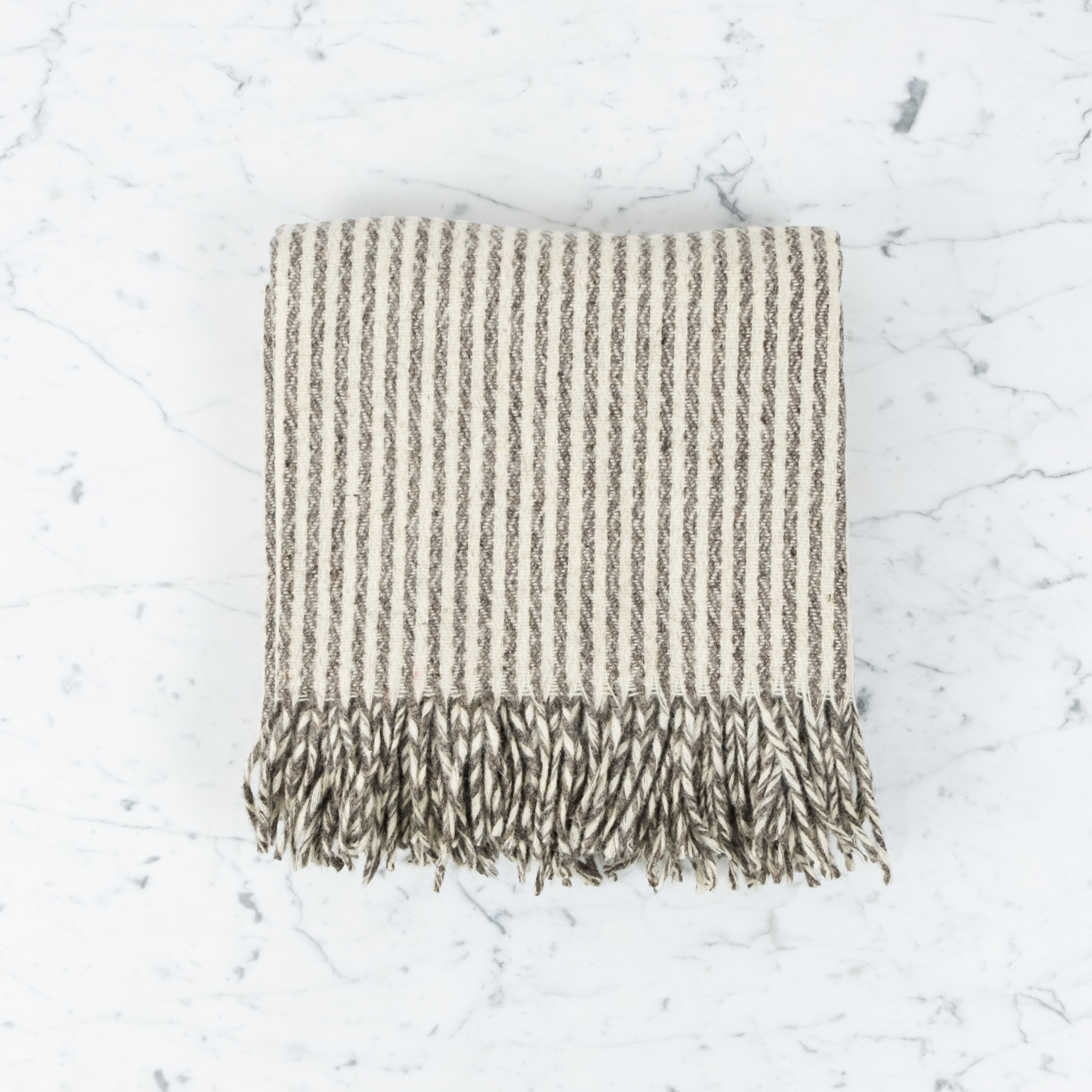 Rustic Wool Blanket - Grey Thin Stripe 43" x 86"