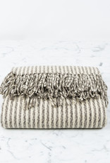 Rustic Wool Blanket - Grey Thin Stripe 43" x 86"