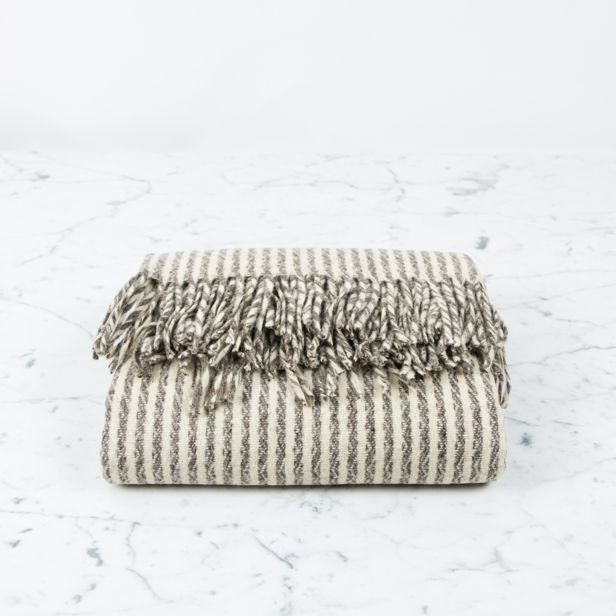 Rustic Wool Blanket - Grey Thin Stripe 43" x 86"