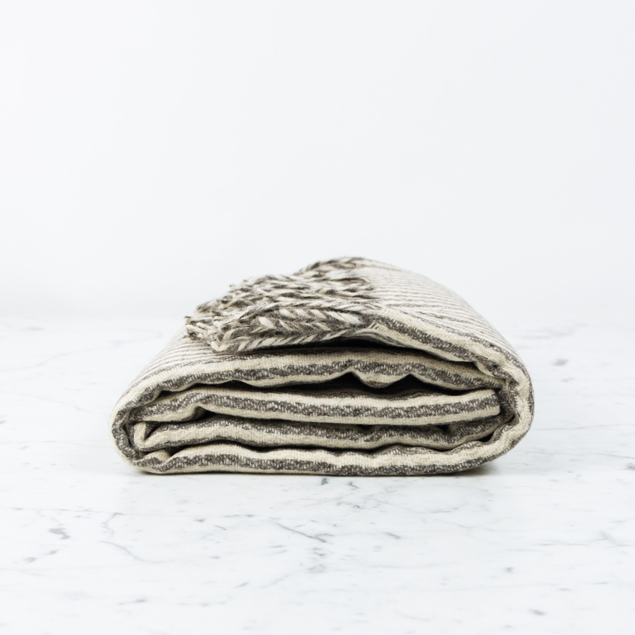 Rustic Wool Blanket - Grey Thin Stripe 43" x 86"