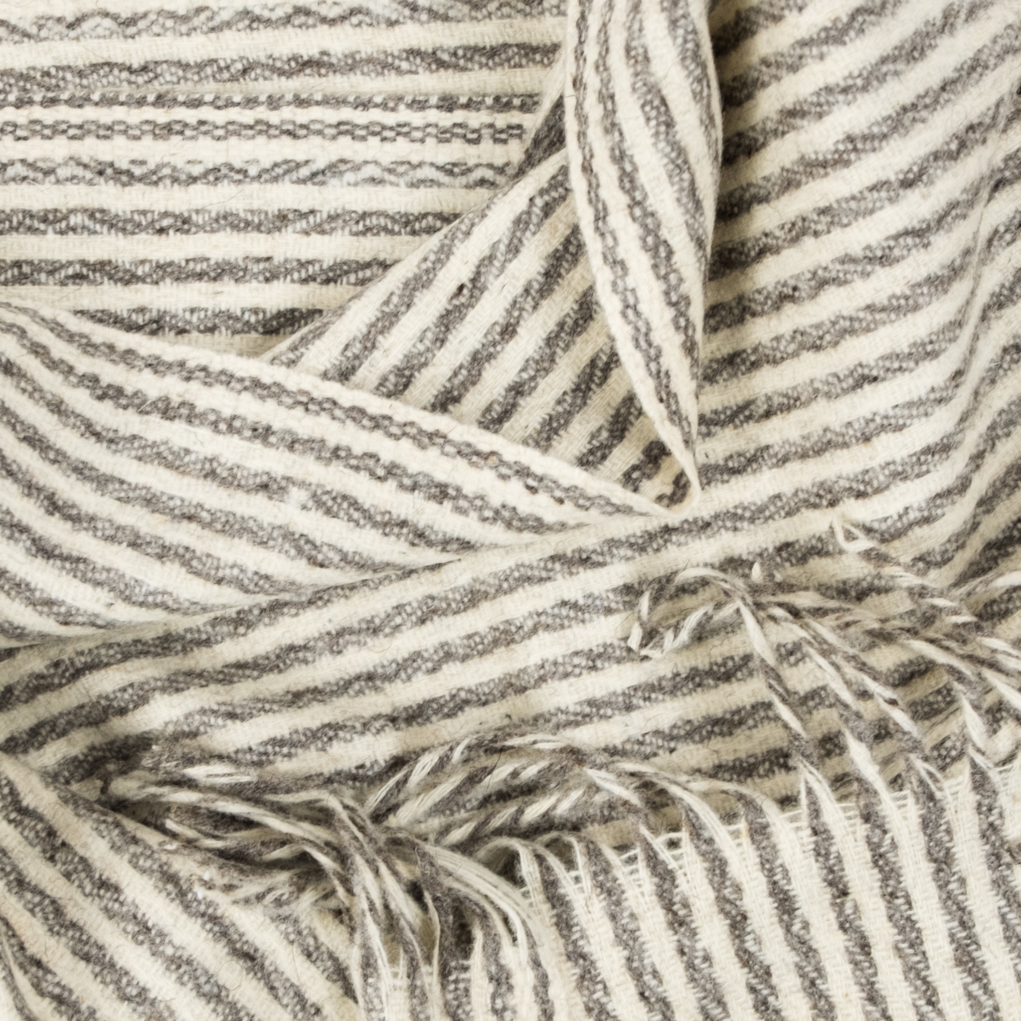 Rustic Wool Blanket - Grey Thin Stripe 43" x 86"