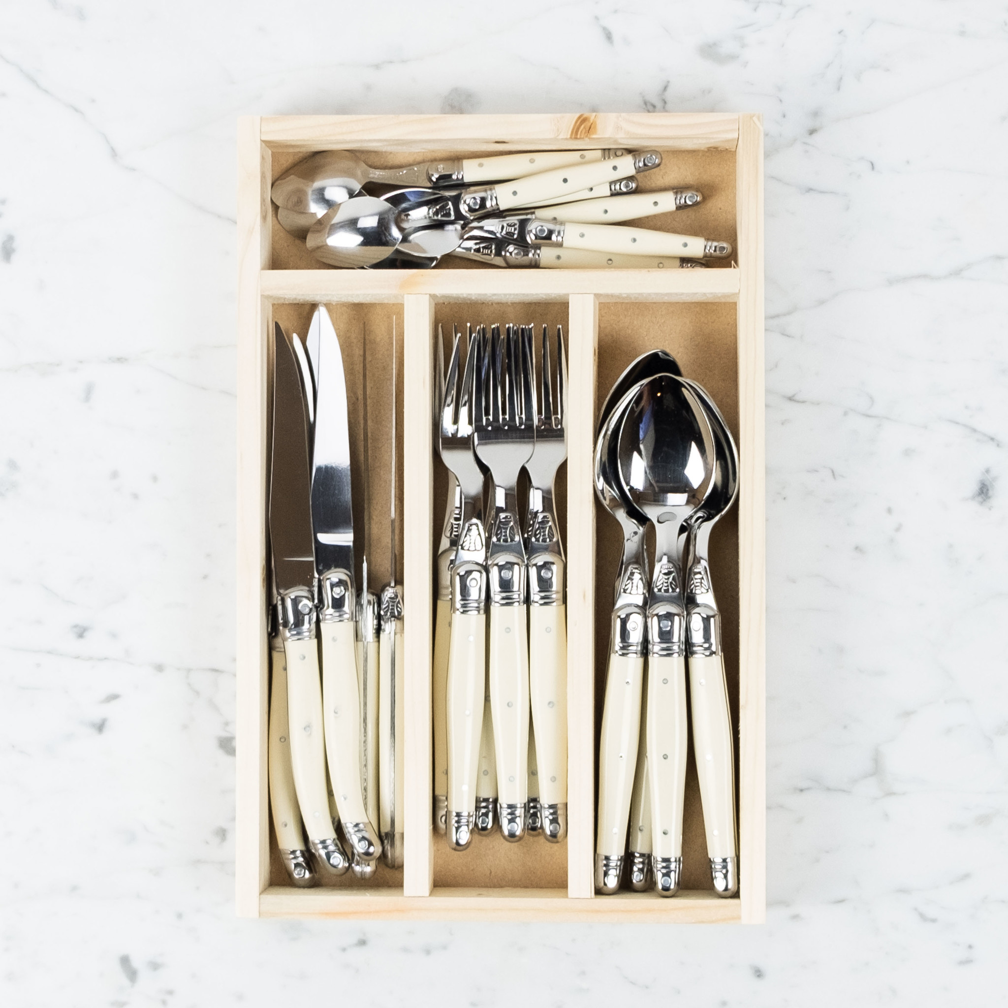 Jean Dubost Jean Dubost 24 Piece Everyday Flatware Set with Ivory Handles