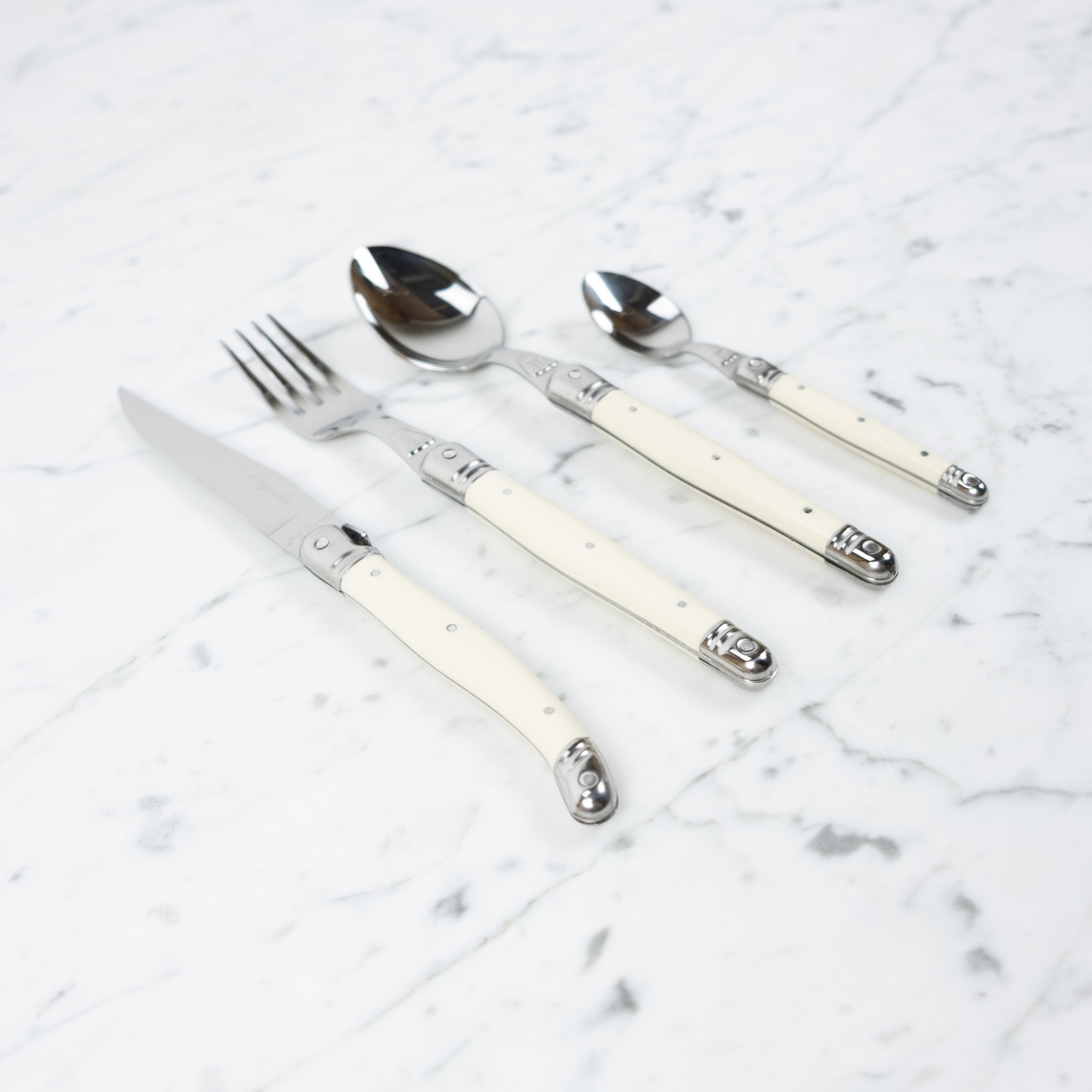 Jean Dubost 24 Piece Everyday Flatware Set with Ivory Handles