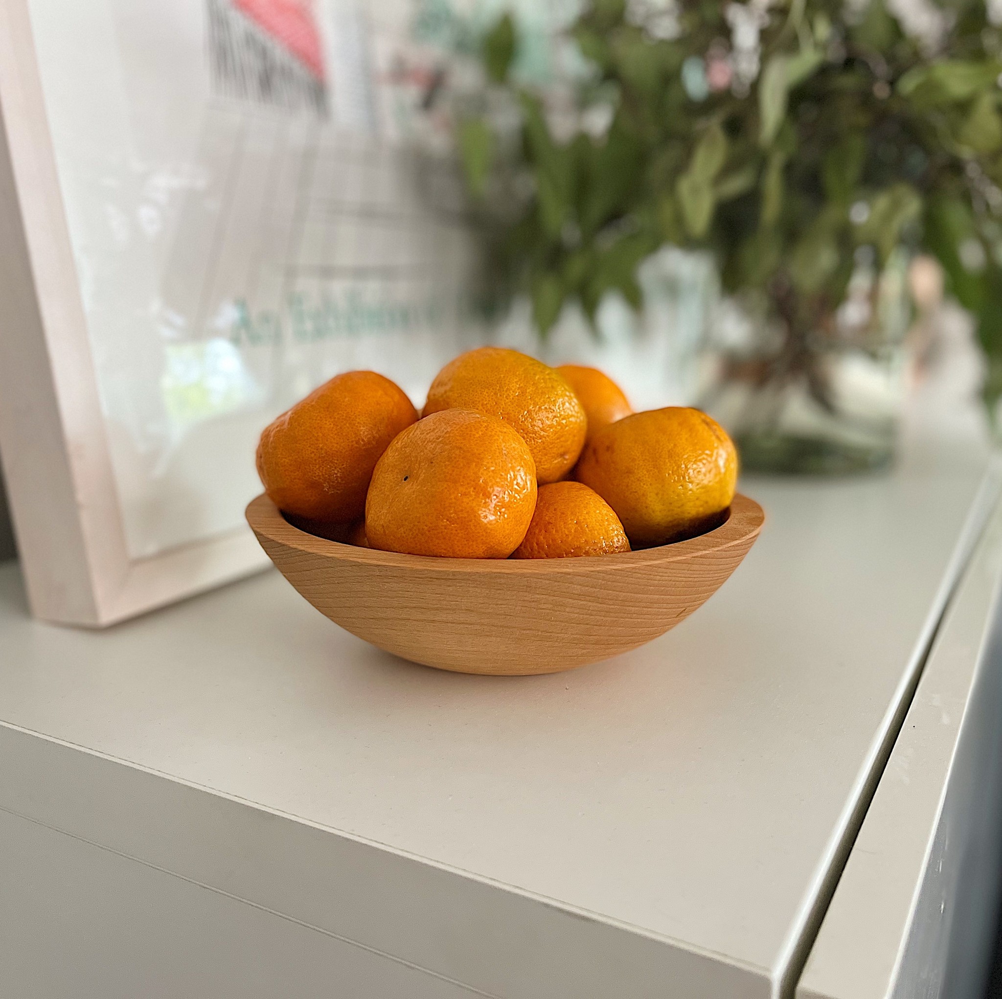Turned Wood Beechwood Bowl - 7 1/2"
