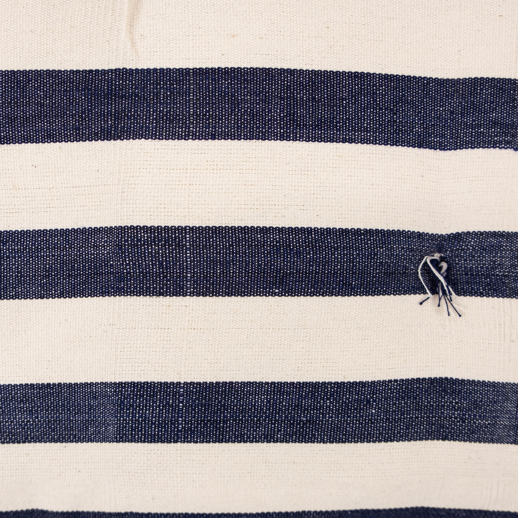 TENSIRA Handwoven Chair Cushion in White and Navy Wide Stripe 16 x 16"