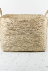 Natural Jute Rectangular Basket with Handles - 20" x 15" x 15"