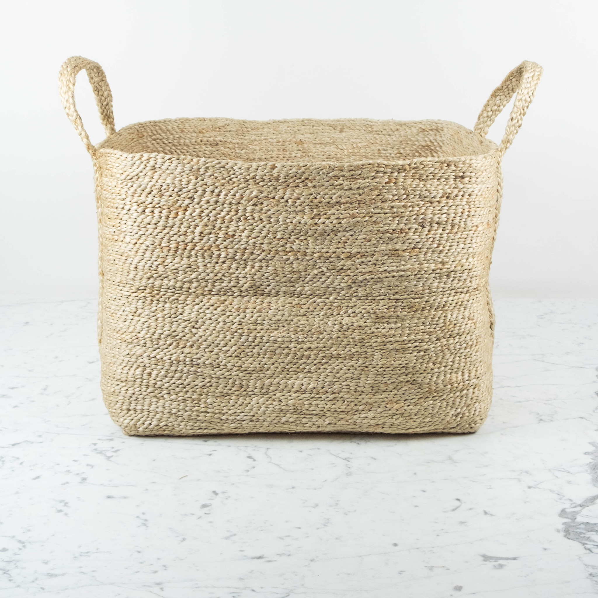 Jute Rectangular Basket with Handles - 20 x 15 x 15"