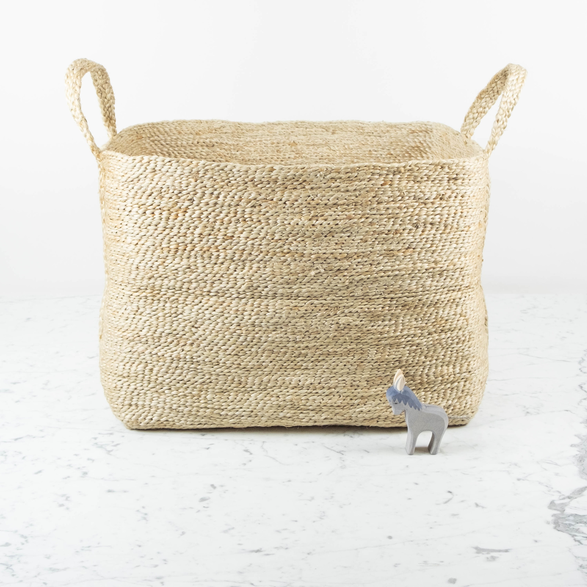 Jute Rectangular Basket with Handles - 20 x 15 x 15"