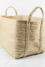 Natural Jute Rectangular Basket with Handles - 20" x 15" x 15"