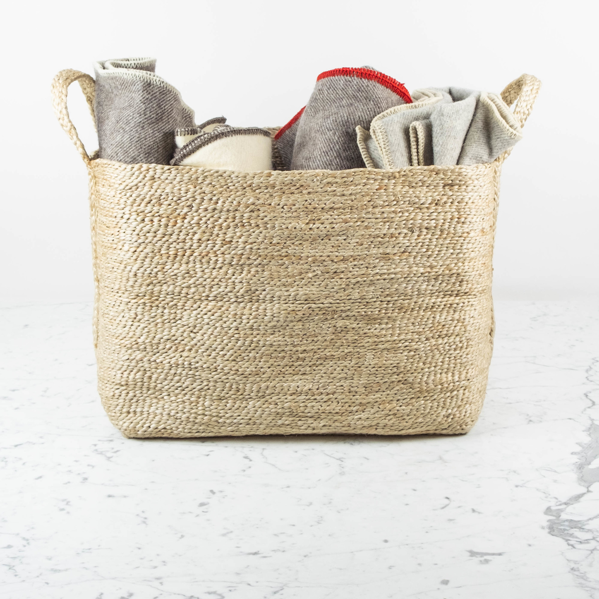 Jute Rectangular Basket with Handles - 20 x 15 x 15"