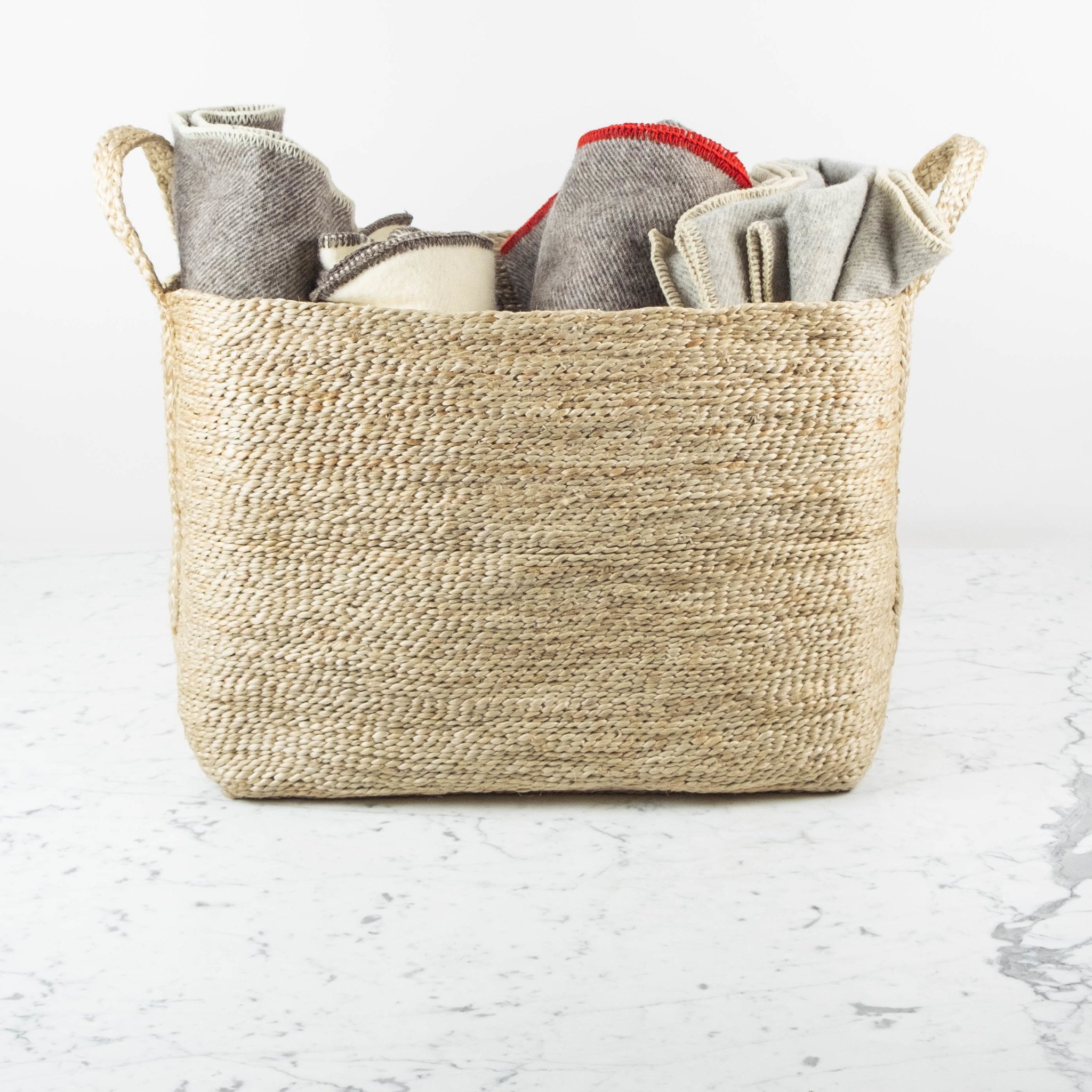 Jute Rectangular Basket with Handles - 20x15x15in