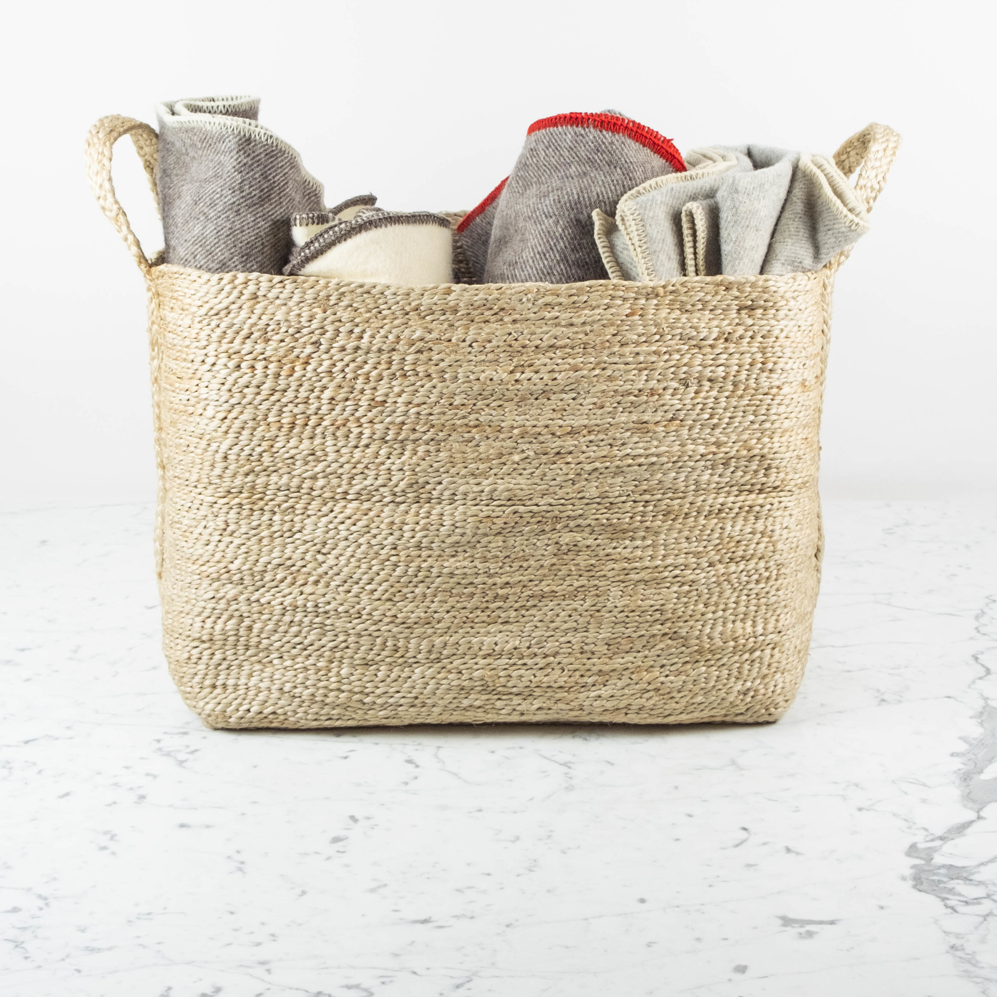 Natural Jute Rectangular Basket with Handles - 20" x 15" x 15"