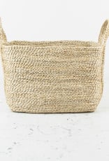 Natural Jute Rectangular Basket with Handles - 14" x 10" x 10"
