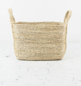 Natural Jute Rectangular Basket with Handles - 14" x 10" x 10"