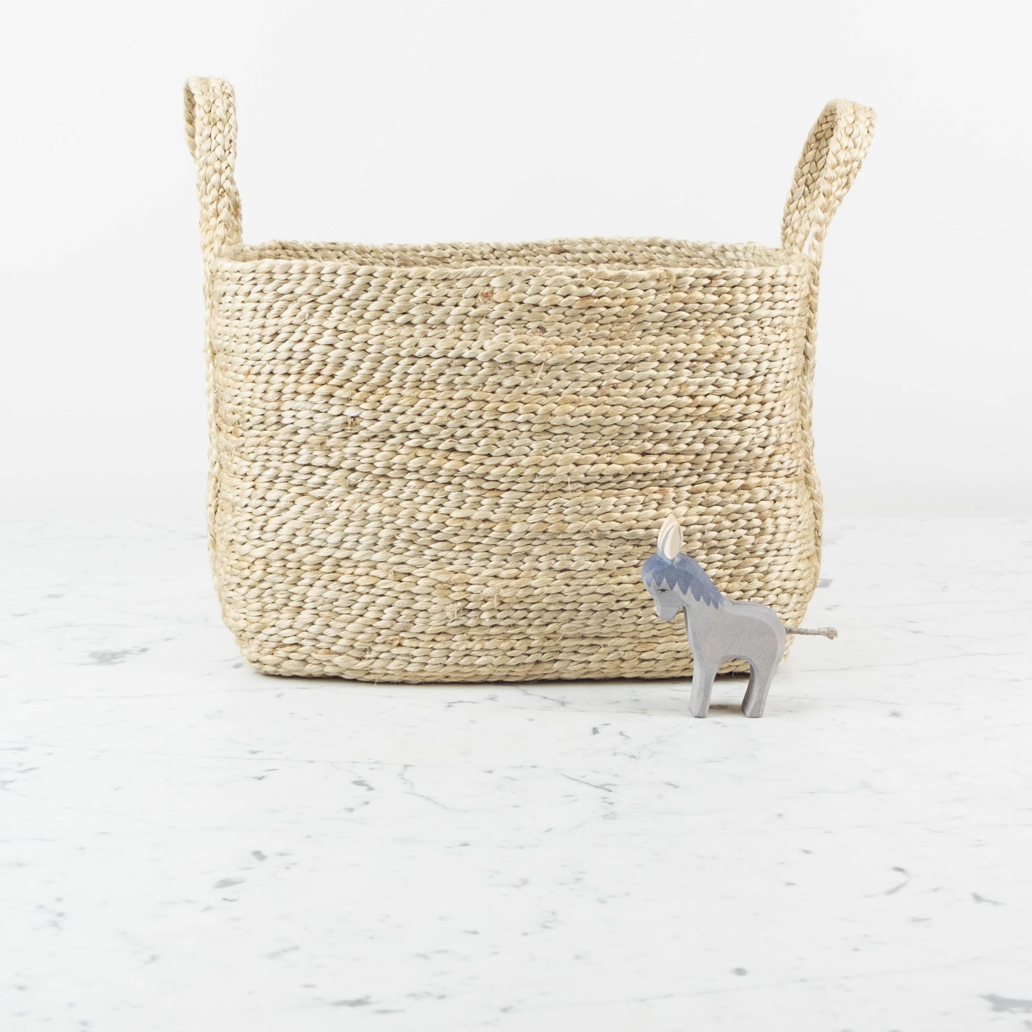 Jute Rectangular Basket with Handles - 14 x 10 x 10"