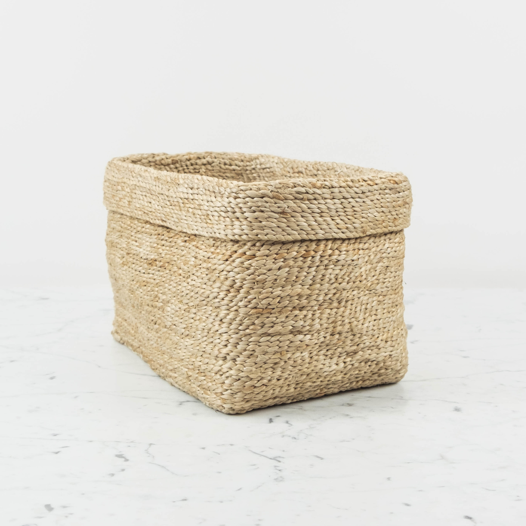 Natural Jute Simple Fold Over Top Rectangular Storage Basket 13