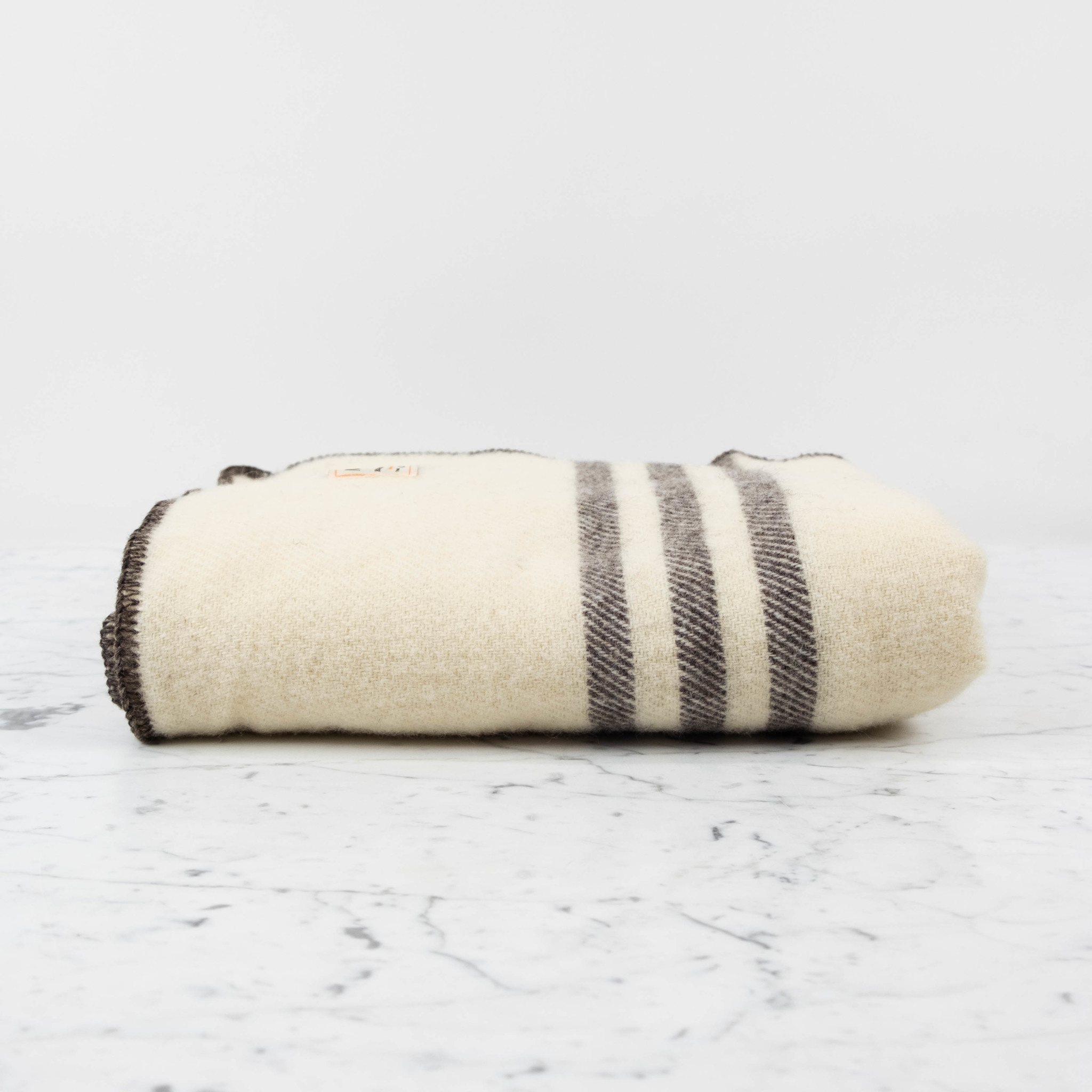 MacAusland MacAusland Wool Lap Blanket - Ivory with Dark Grey Stripes - 50 x 60"