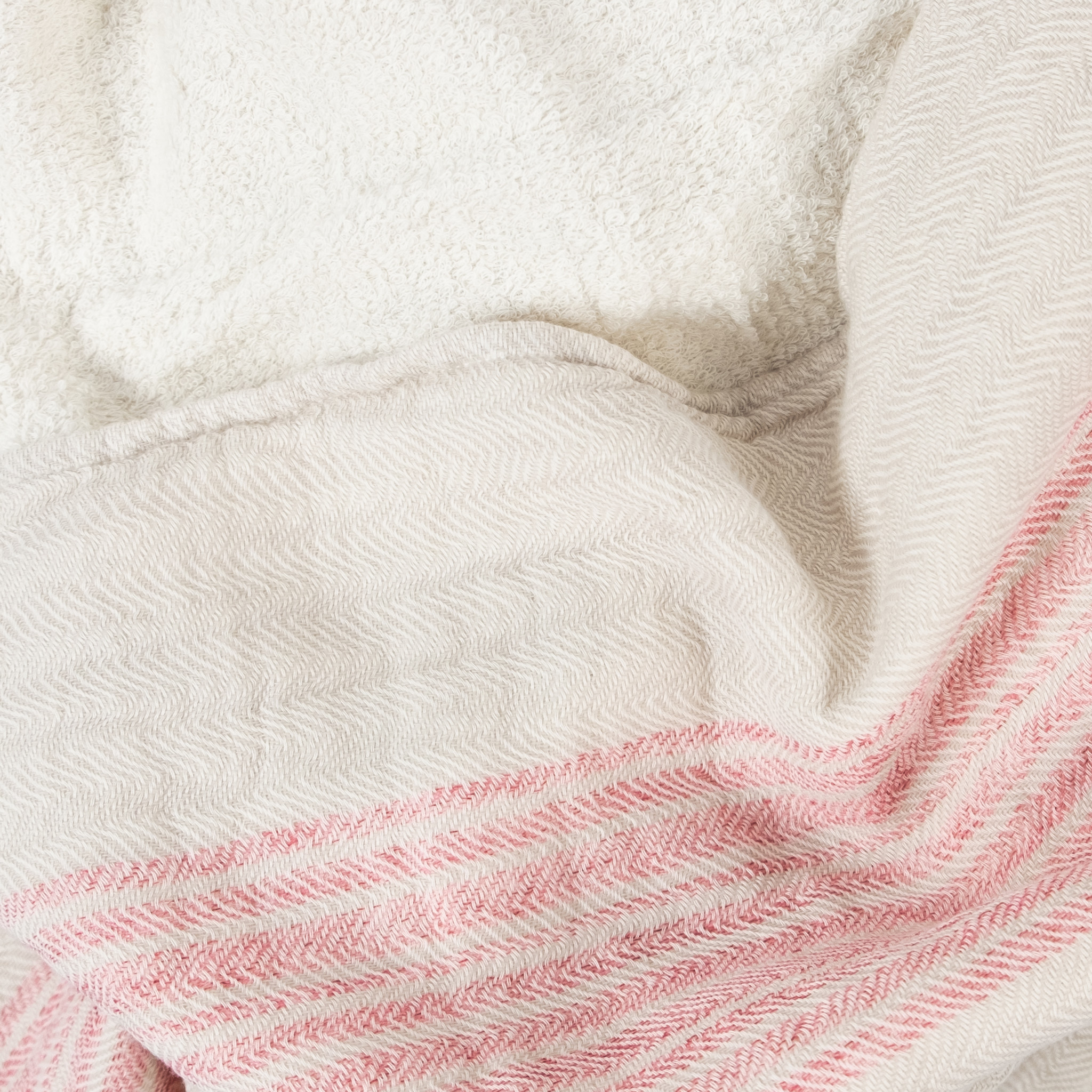 Japanese Flax Line Towels - Pink + Beige