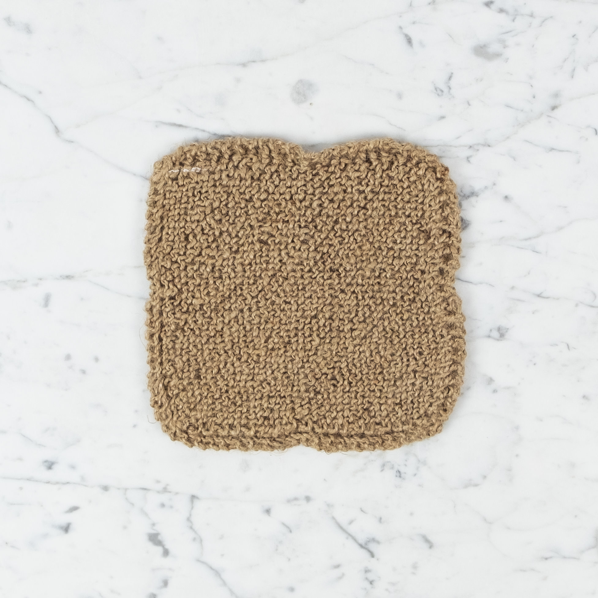 Hand Knit Scrubbing Square - Natural Jute