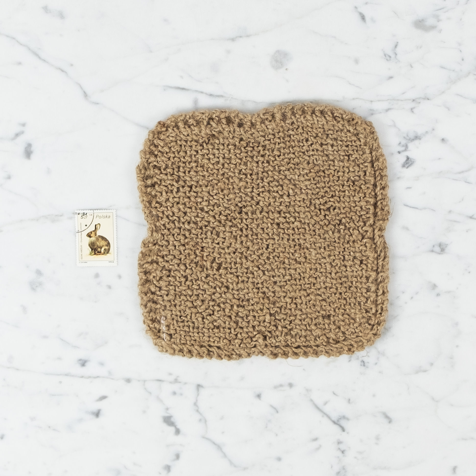 Hand Knit Scrubbing Square - Natural Jute