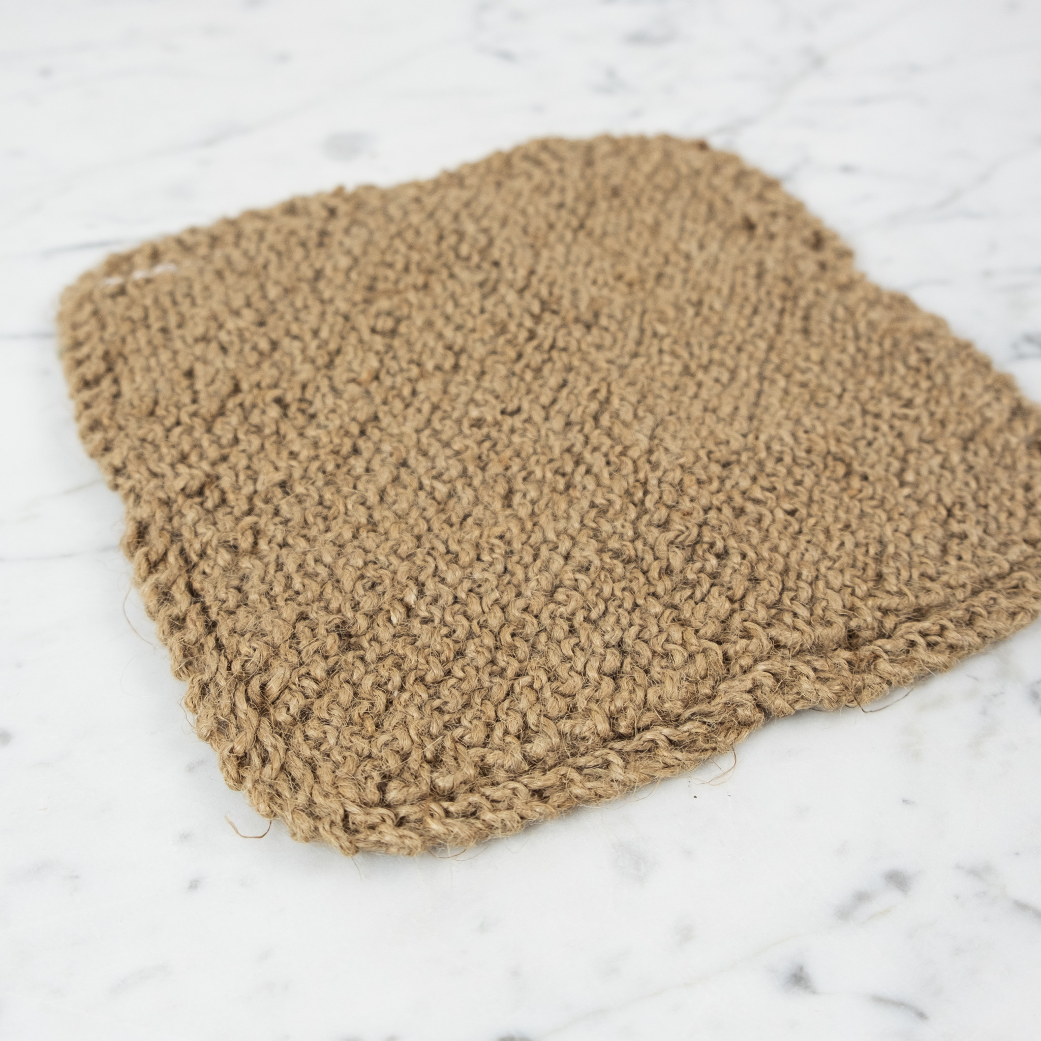 Hand Knit Scrubbing Square - Natural Jute
